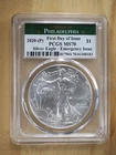 2020-(P) Silver Eagle MS70 PCGS Emergency Issue, First Day of Issue - FREE SHIP!