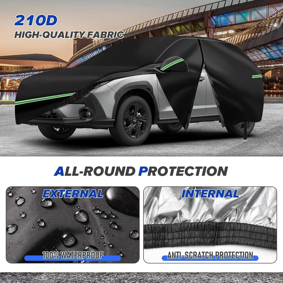 Cubierta de auto 210D para todo tipo de clima para Subaru 2013-23 Crosstrek/XV cubierta de lluvia viento solar Foto 2 de 4