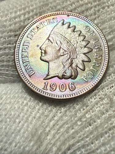 1906 Indian Head Cent Penny, Beautiful Gem Lustrous AU+ High Grade Toned