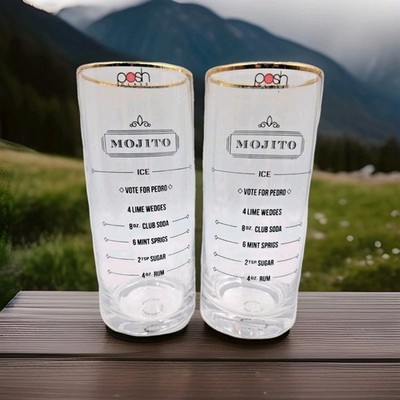Posh Glass Highball MOJITO Drinking Glass 2 Glasses Rare