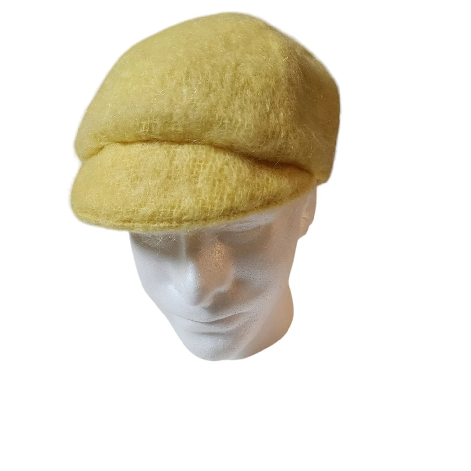 De Colección Gorra Pageboy Dobladillos Diseño Donegal Tejido a Mano Lana Mohair Amarillo Irlanda  Foto 3 de 4