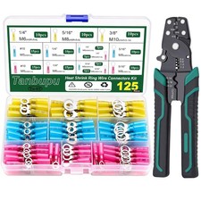 125pcs Waterproof Automotive Heat Shrink Ring Wire Connectors with Crimping Tool