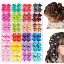 EleMirsa 96pcs Baby Girl Hair Clips - 24 Multicolors Mini Flower Claw Clips in O