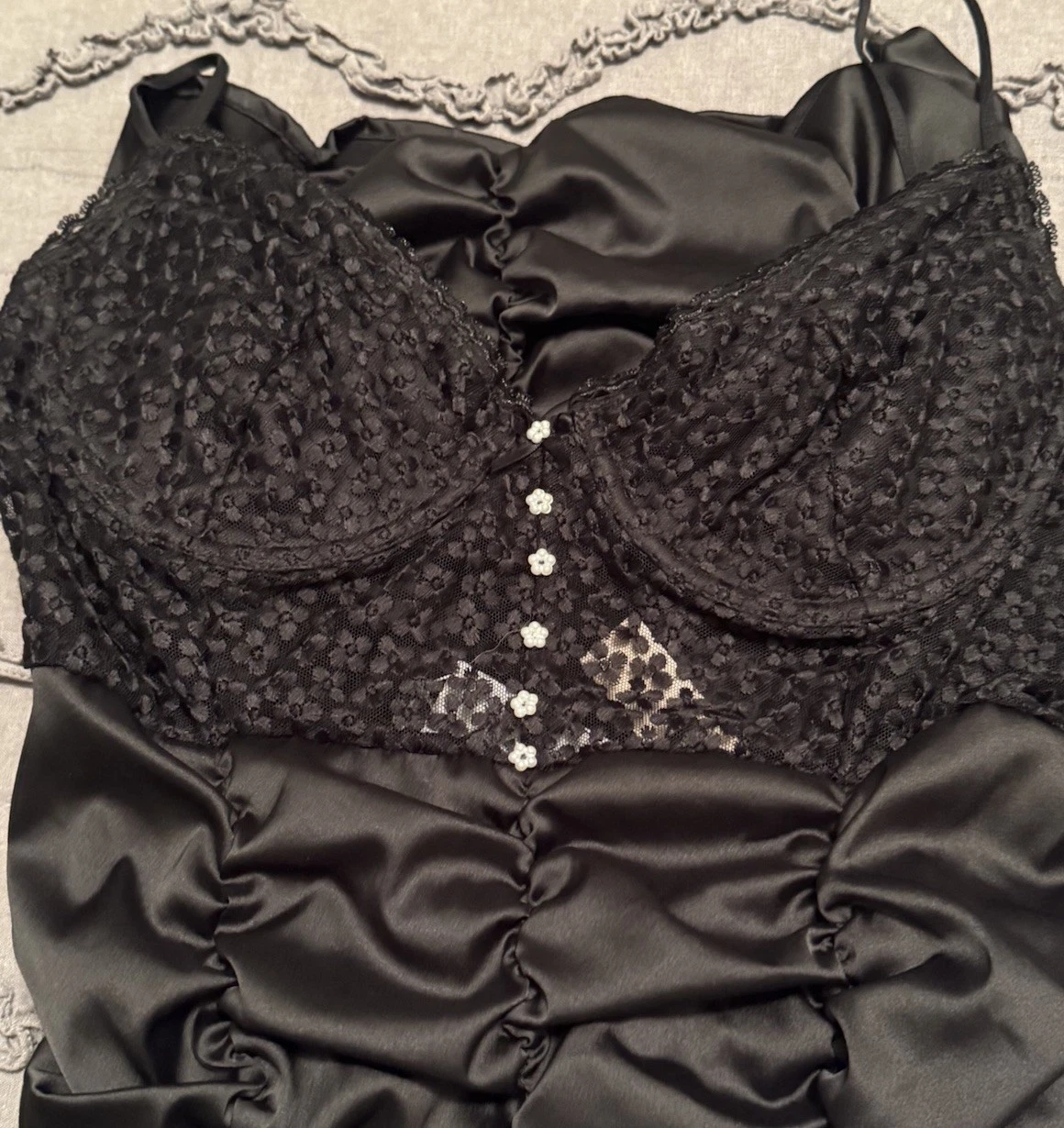 UNDERCOVER Victoria’s Secret Mini Abito Nero For Love & Lemons Raso Increspato L