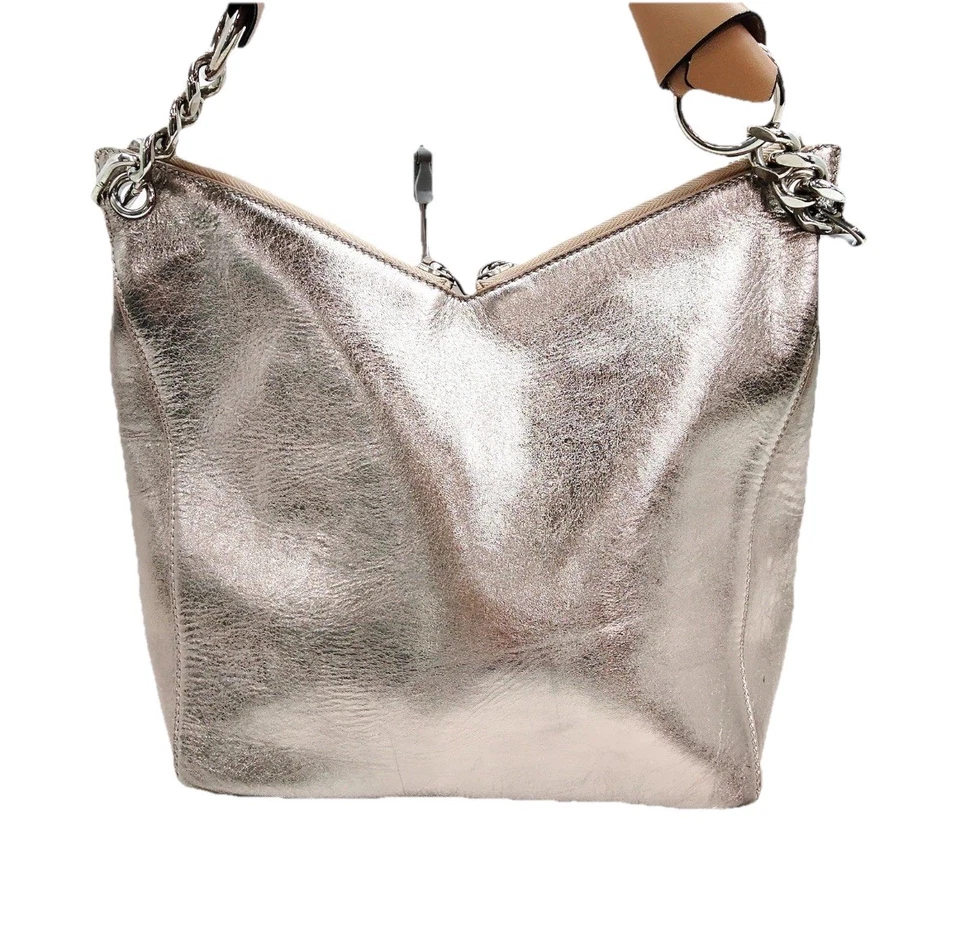 Auténtico Bolso Hobo Jimmy Choo Metálico Pulido Dorado Cuervo Bolso de Hombro Mediano Foto 2 de 4