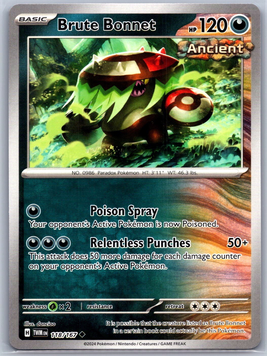 Brute Bonnet 118/167 Uncommon Twilight Masquerade Pokemon Near Mint