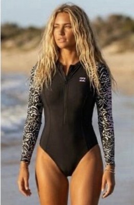 NWT Billabong Long Ride Tropic Surfsuit Long Sleeve Front Zip Logo Swimsuit M