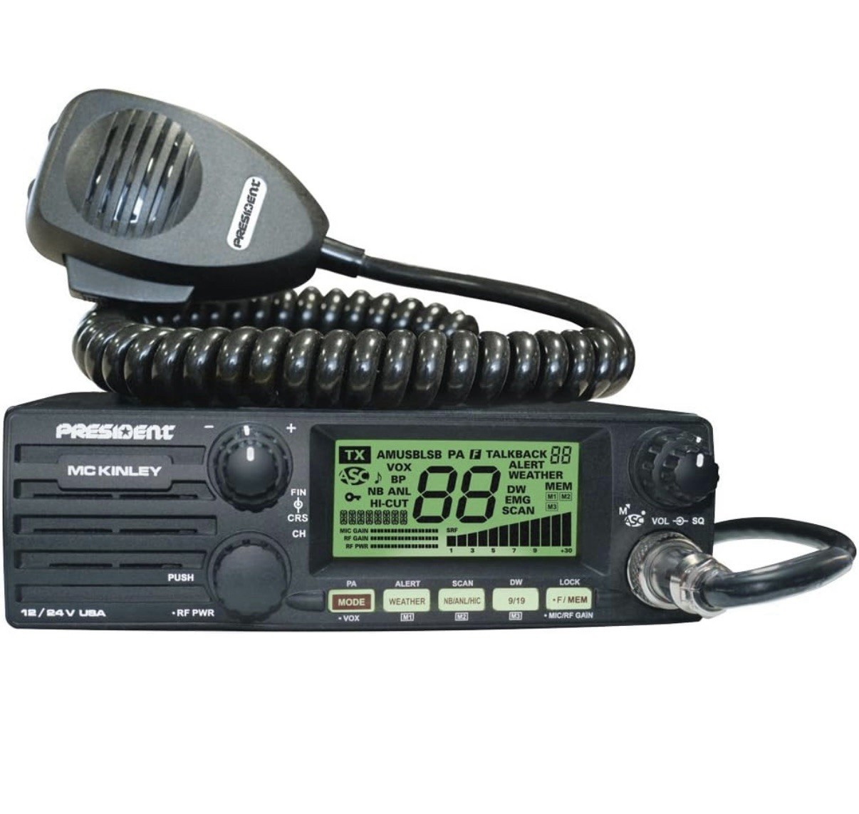 President McKinley USA 12/24V 40 Channel AM/SSB CB Radio w/ 3 Color LCD Display