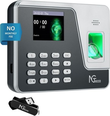 NGTeco - Fingerprint & PIN Time Clock/Standalone Biometric Punch Machine
