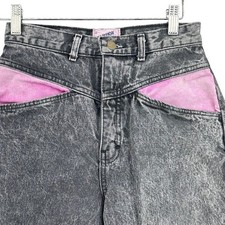 VTG 80s Carbon Copies Acid Wash Jeans Pink Corduroy Mom Made USA XS 26x25 Rock