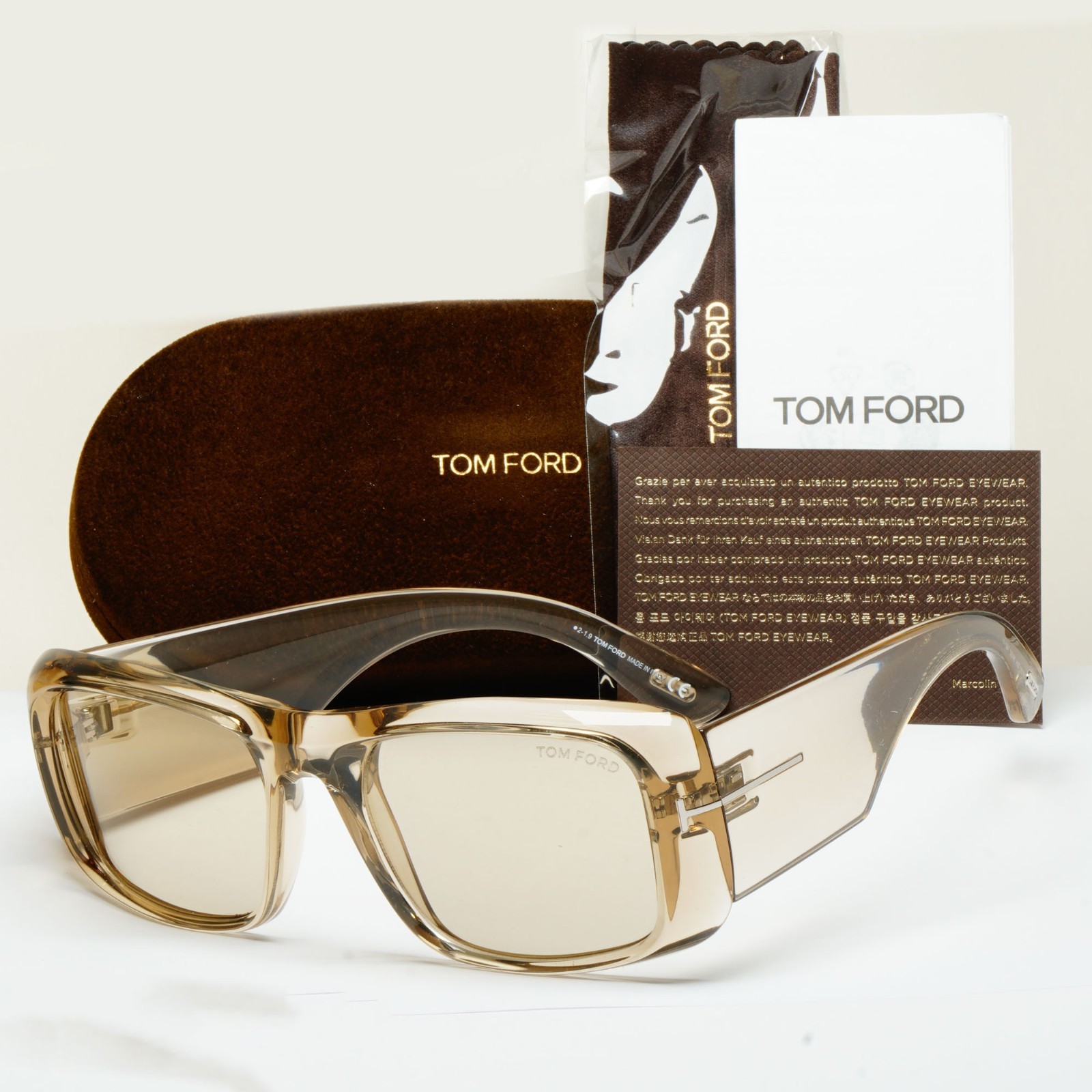 Tom Ford Sunglasses Aristotle Beige Transparent Square FT0731 TF 731 20A