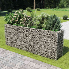 Gabion Raised Bed Silver Galvanised Steel 450x90x100cm Heavy Duty Mesh 10x5 cm