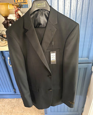 Capitano Black 3PC Slim Fit Suit 42L Jacket Tailored Pants see description