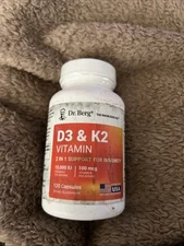 Dr. Berg's D3 & K2 Vitamin, 10,000 IU, 100 mcg per serving, 120 Capsules