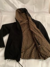 USED FENDI LEOPARD PRINT/BLACK HOODED REVERSIBLE JACKET GOOD