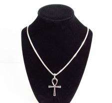 Pre-Owned Made Italy Egyptian Ankh Key of Life Symbol Large Pendant Necklace 20"