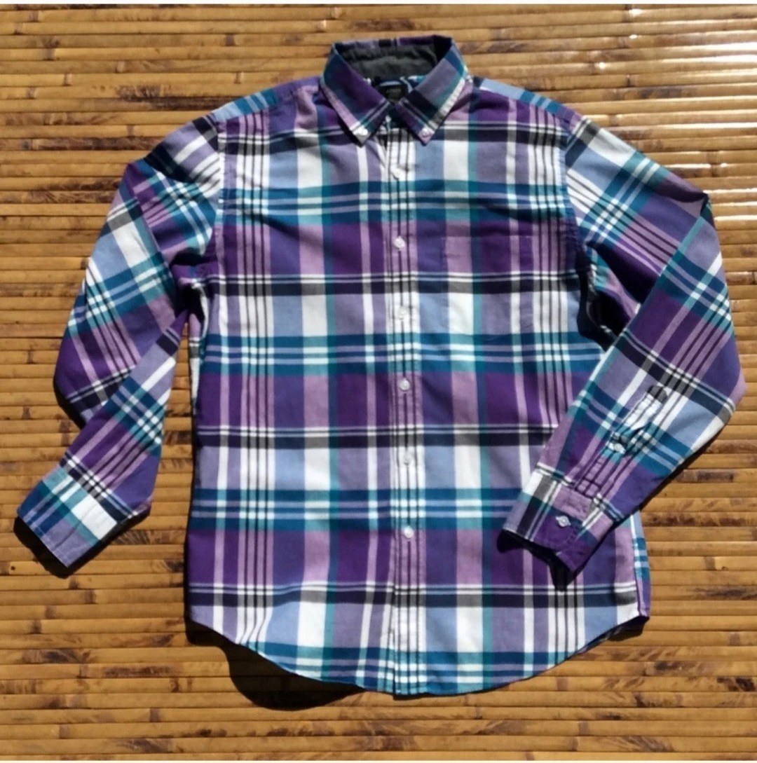 J Crew Shirt Mens M Purple Plaid Long Sleeve Button Up