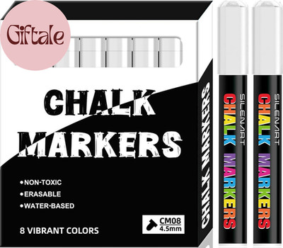 8 Pack White Liquid Chalk Markers Blackboard Window Glass Car Marker Pens