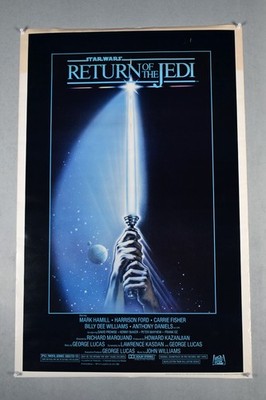 VTG 1983 Star Wars Return of the Jedi Blue Lightsaber Movie Poster