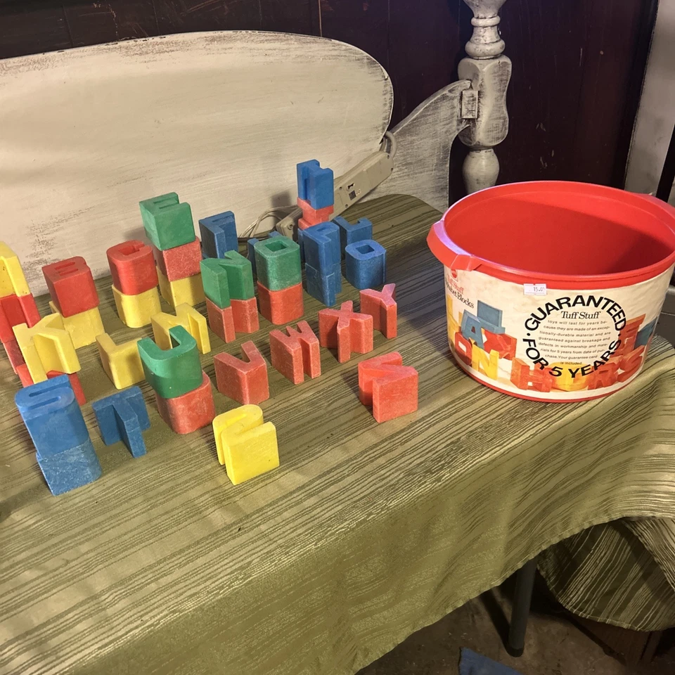 Vintage 1971 Mattel TUFF STUFF BLOCKS Letters Alphabet 39 total - Image 3 of 3
