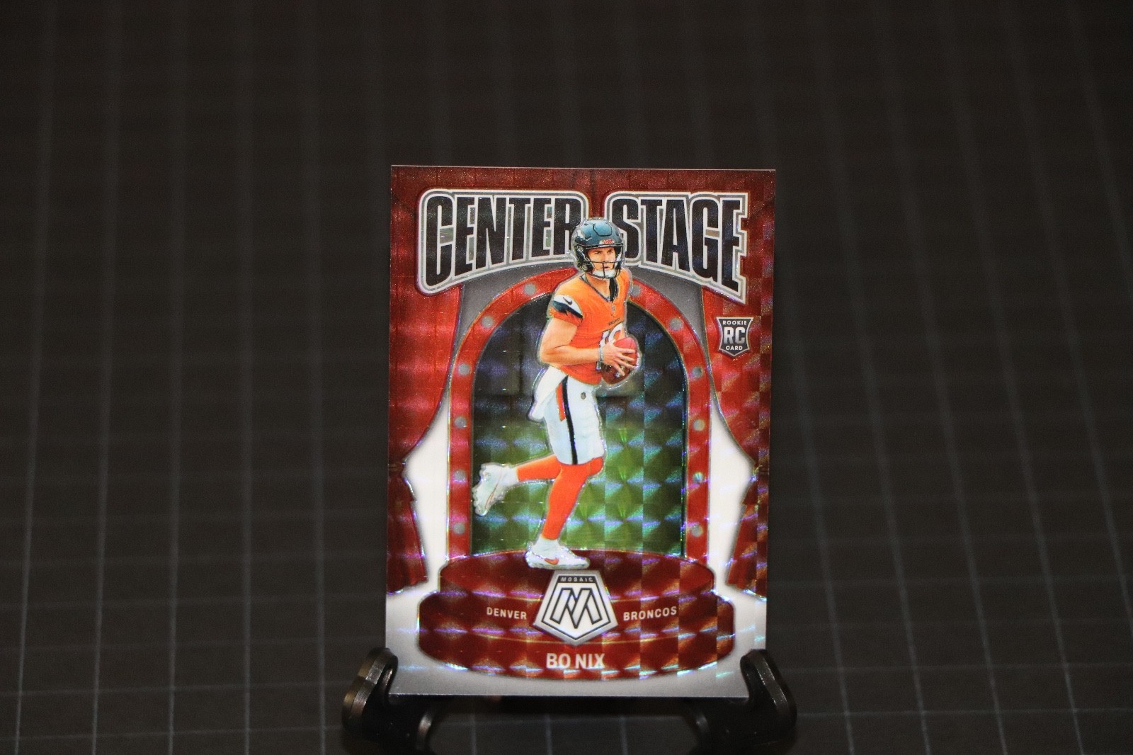 2024 Panini Mosaic - Center Stage Bo Nix #12 White Mosaic Prizm /25 (RC)