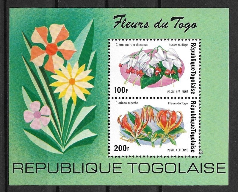 1975 Togo C243a Flowers of Togo MNH S/S