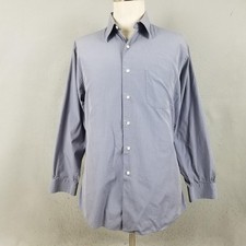 Brooks Brothers Shirt Mens 16 32/33 Blue Solid 100 Cotton Long Sleeve Dress