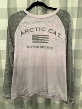 Women’s Arctic Cat Long Sleeve Burn Out Tshirt Purple And White Large