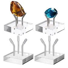 4 Clear Acrylic Display Stands with 3 Peg Support for Small Collectible Items