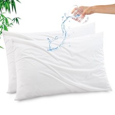 Bamboo Rayon Waterproof Pillow Protector, Standard - 2pcs 01 - White