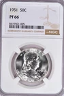 1951 Franklin Half Dollar Proof NGC PF 66 PR Gem Silver Coin 50C