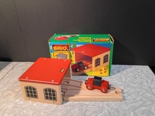 Brio Wooden Train Engine Shed Set 33365 1980's Complete Golden Era