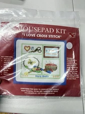 Mousepad Cross Stitch Kit - "I Love Cross Stitch" by Crafter's Pride - Sealed