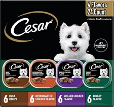 Cesar Wet Dog Food Classic Loaf in Sauce, Duck Recipe, 24 Count (Pack of 1) 