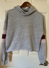 Abercrombie  Fitch Women's cropped sweatshirt Hoodie Gray S Logo Long Sleeve
