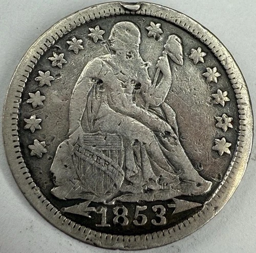 1853 Arrows Seated Liberty Dime Exact Coin Imaged #SL298