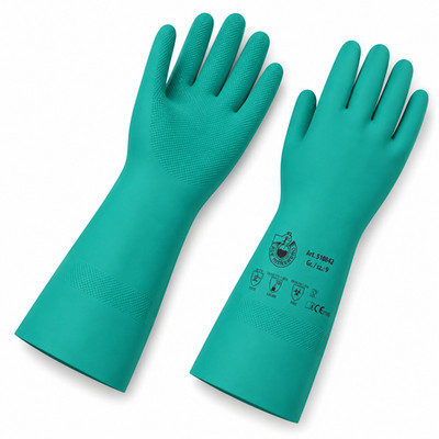 ACE Nitril Chemikalienhandschuhe extra lang gefüttert 2er Pack 07/S