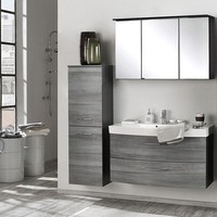 Komplett BadezimmermöBel Set Eiche 100Cm Waschtisch LED Spiegelschrank BadmöBel