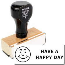 Large Have a Happy Day Rubber Stamp Size 7/8" Tall x 2-1/4" Wide