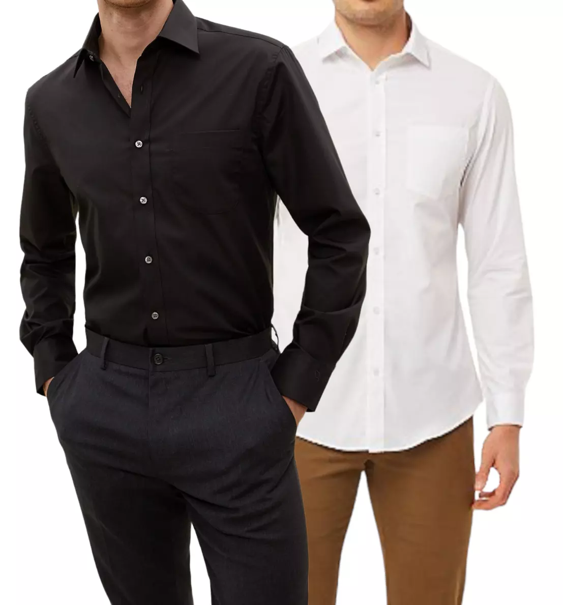 Mens Long Sleeves Black White Formal Office Party Work Quality Shirt Tops  M12