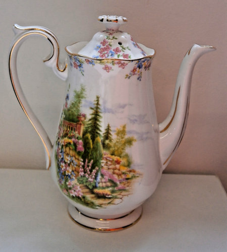 Royal Albert Kentish Rockery Tall Teapot / Coffee Pot Fine Bone China England