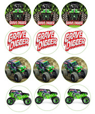 set of 12 monster truck, edible paper, cupcake cookie toppers CHOOSE SIZE