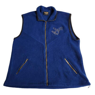 Coastline Canada Outdoor Outerwear Mens Fleece Native Whale Art Embroidered Vest