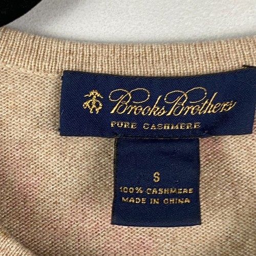 Brooks Brother 100% Cashmere Cardigan Sweater Size Small Floral Paisley Beige - Picture 4 of 9
