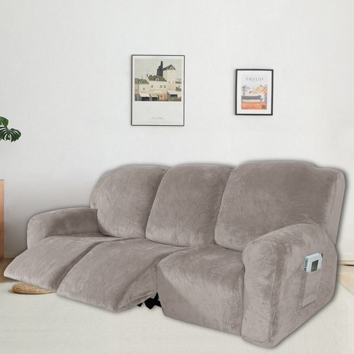 1/2/3 Seater Stretch Velvet Recliner Cover Armchair Lounge Couch Slip cover CN - Picture 29 of 89