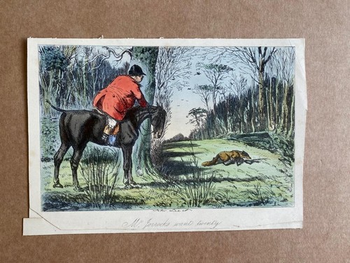 JOHN LEECH CARICATURE 'Mr JORROCKS WANT TWENTY' HAND COLOURED FOX HUNT - Picture 2 of 3