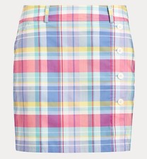 Polo Ralph Lauren Women's Madras Golf Skirt Skort Pink/Blue Plaid Sz 4 148 NWT