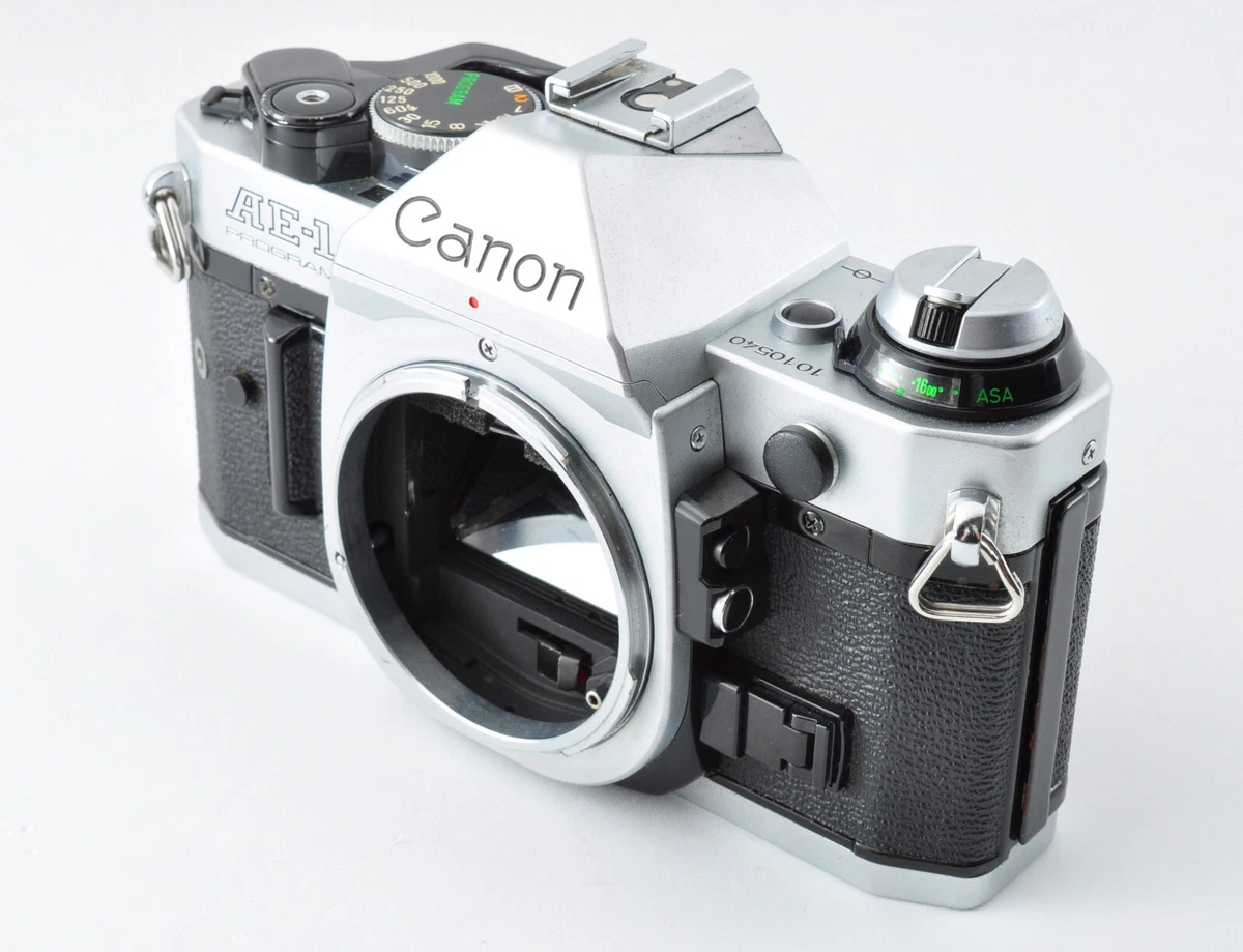 Canon AE-1 Programa Plateado [Casi COMO NUEVO] AE-1P 35mm Película SLR Cuerpo de Cámara Sin Chirridos