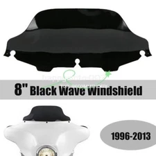 8'' Wave Windscreen Black Windshield For Harley Touring Street Glide FLHX 96-13