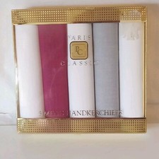 Paris Classic NEW 5 Men  s Handkerchiefs. New In Package. NOS